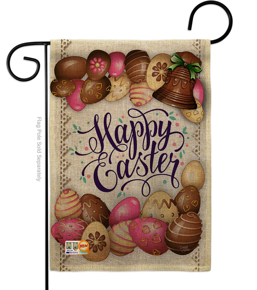 BD-EA-G-103061-IP-DB-D-US17-BD 13 x 18.5 in. Sweet Chocolate Easter Burlap Spring Impressions Decorative Vertical Double Sided Garden Flag
