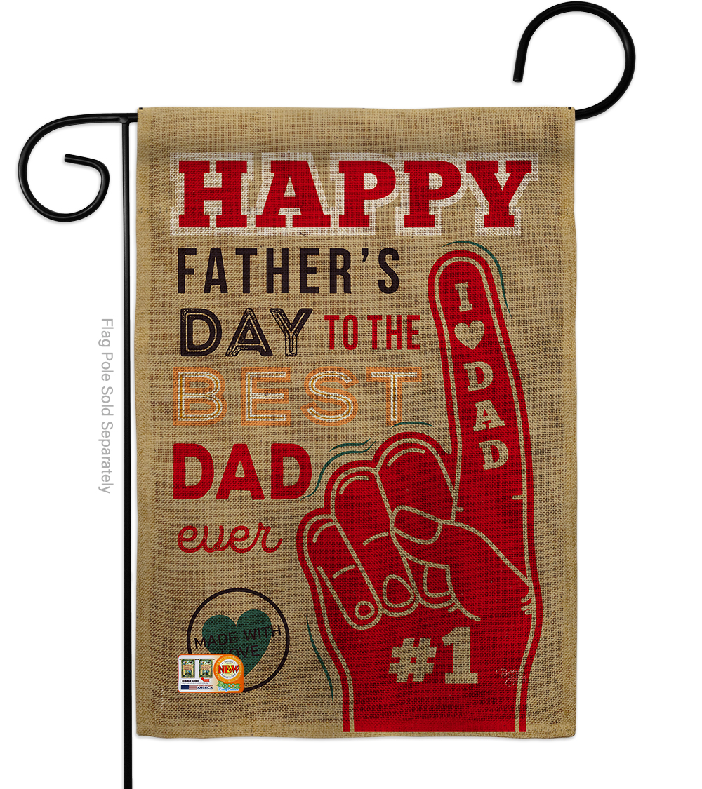 BD-FD-G-115134-IP-DB-D-US18-BD 13 x 18.5 in. Best Dad Ever Burlap Summer Fathers Day Impressions Decorative Vertical Double Sided Garden Flag