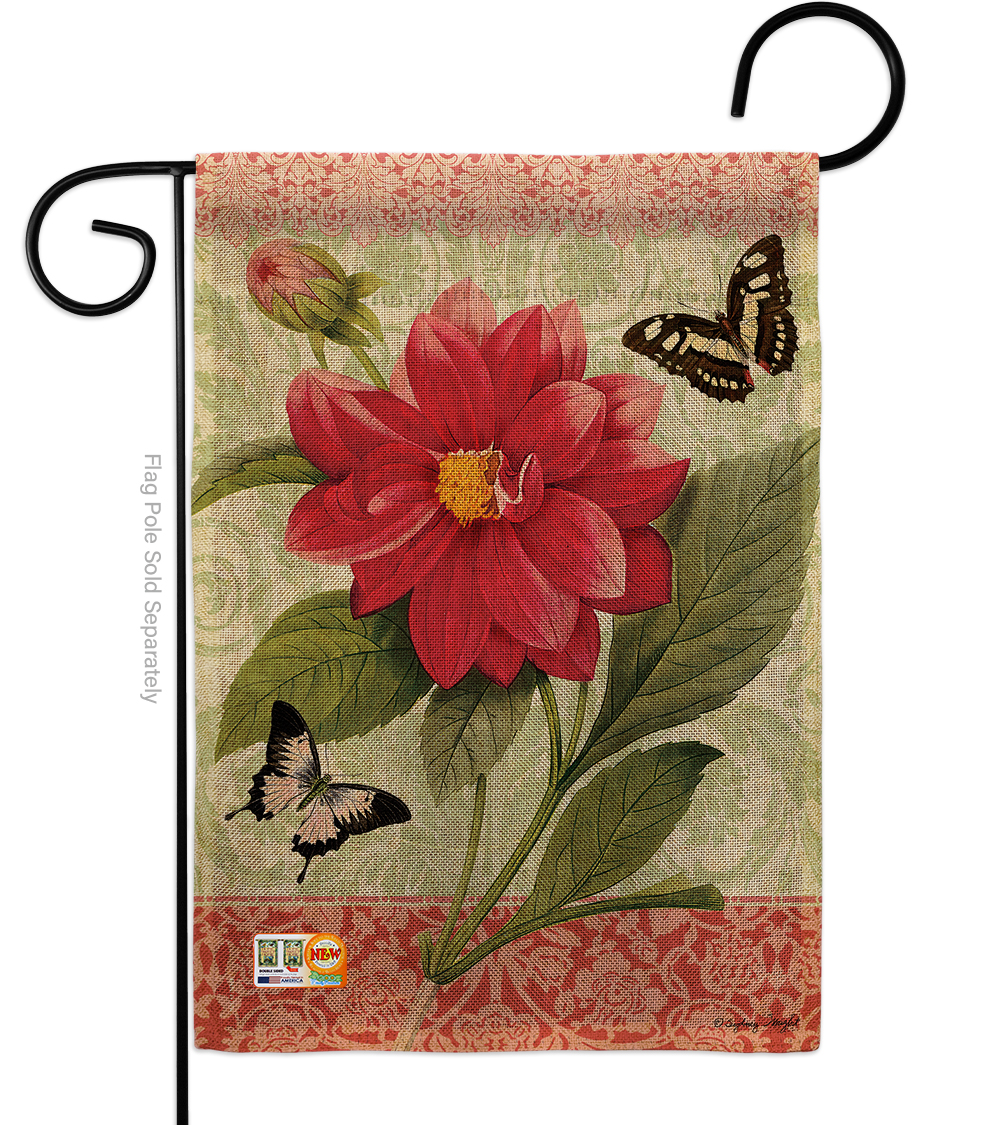 13 x 18.5 in. Double Dahlia Burlap Spring Floral Impressions Decorative Vertical Sided Garden Flag