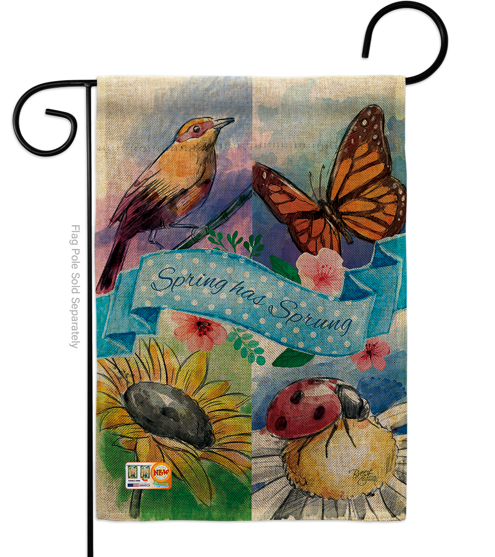 BD-FL-G-104085-IP-DB-D-US16-BD 13 x 18.5 in. Spring Has Sprung Burlap Floral Impressions Decorative Vertical Double Sided Garden Flag