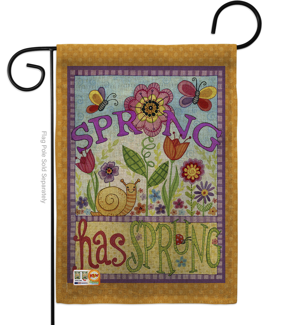 BD-FL-G-104087-IP-DB-D-US16-AL 13 x 18.5 in. Bugs Spring Burlap Floral Impressions Decorative Vertical Double Sided Garden Flag