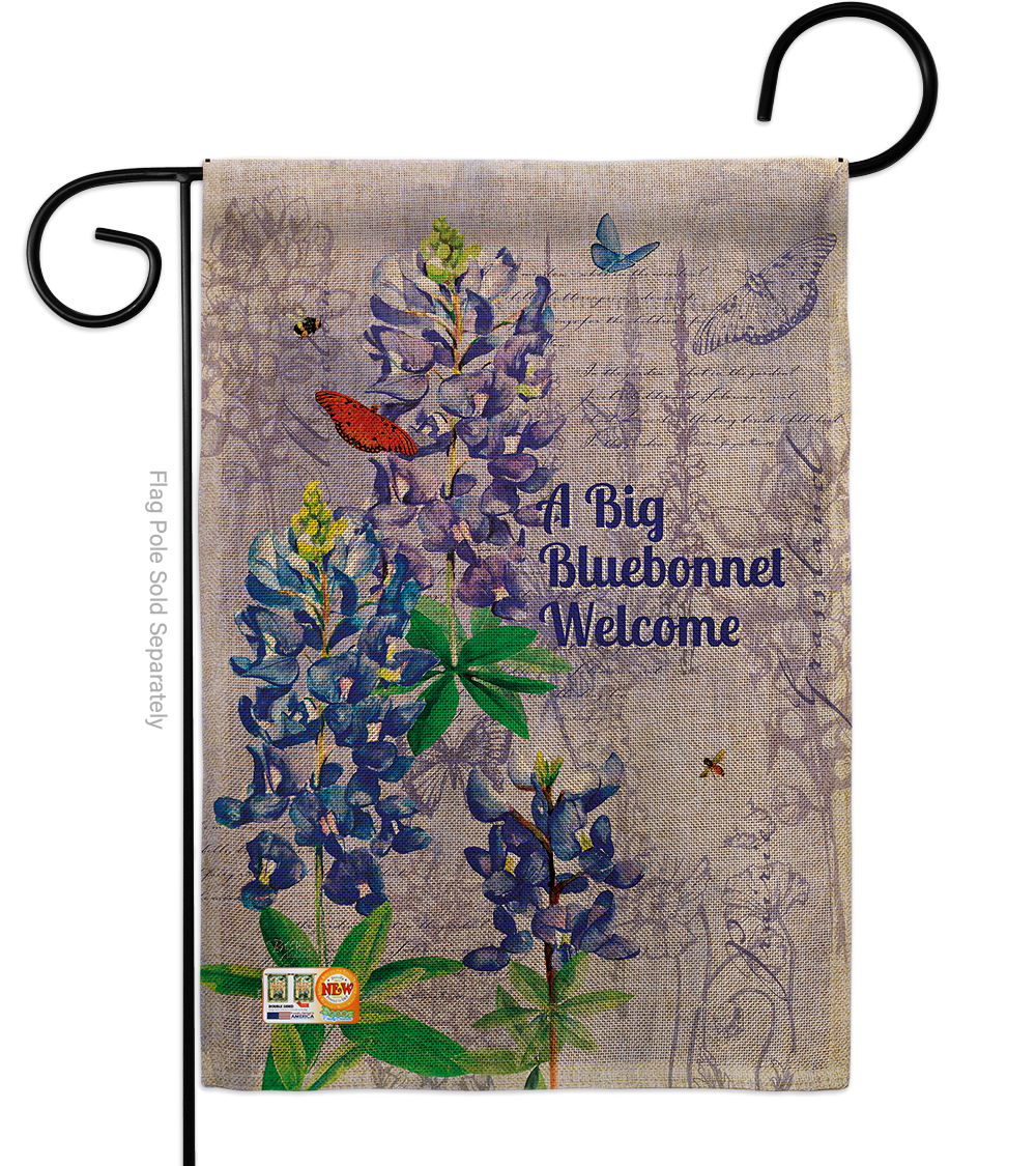 BD-FL-G-104096-IP-DB-D-US18-BT 13 x 18.5 in. Bluebonnet Welcome Burlap Spring Floral Impressions Decorative Vertical Double Sided Garden Flag
