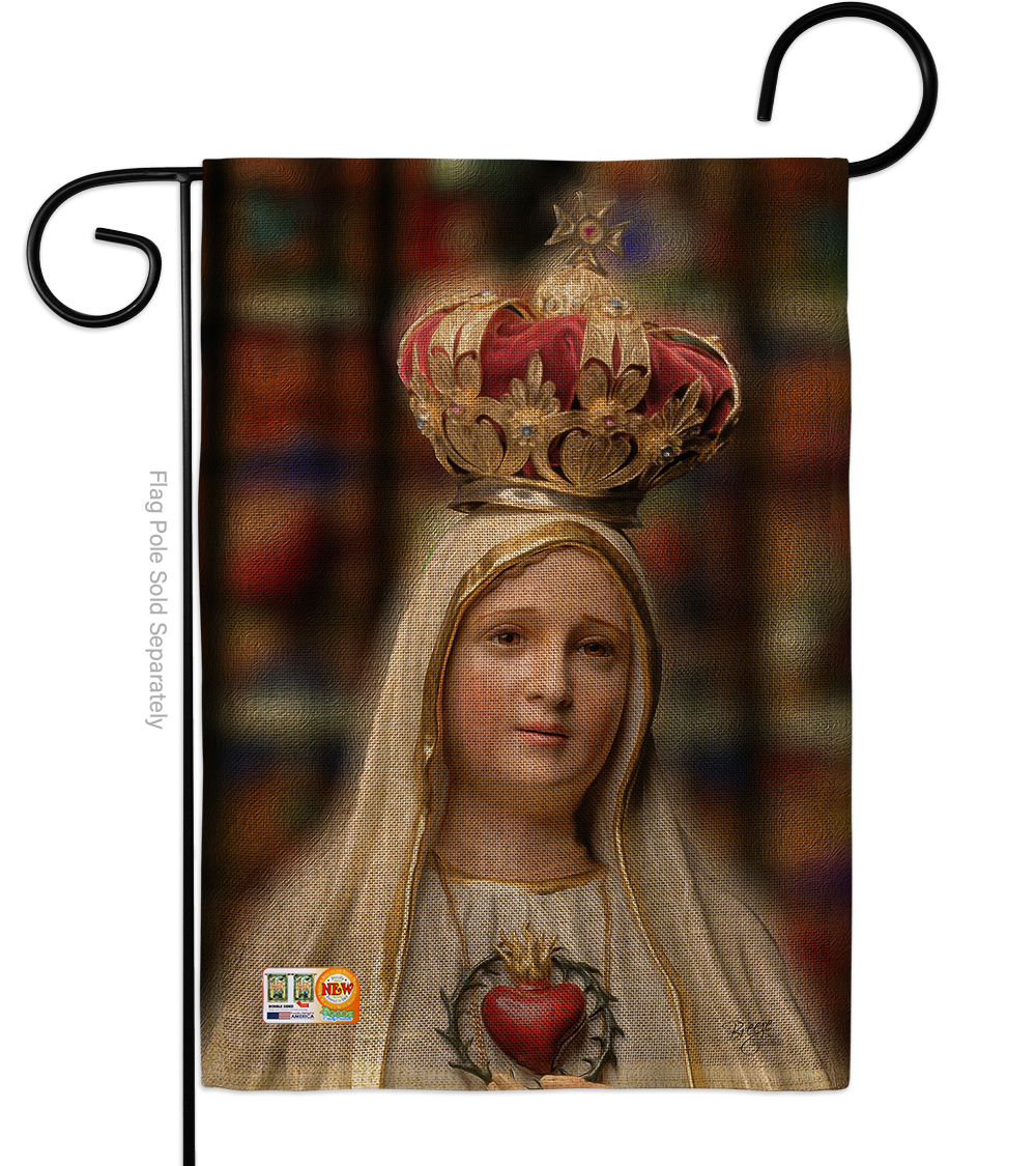 13 x 18.5 in. Our Lady of Fatima Burlap Inspirational Faith & Religious Impressions Decorative Vertical Double Sided Garden Flag
