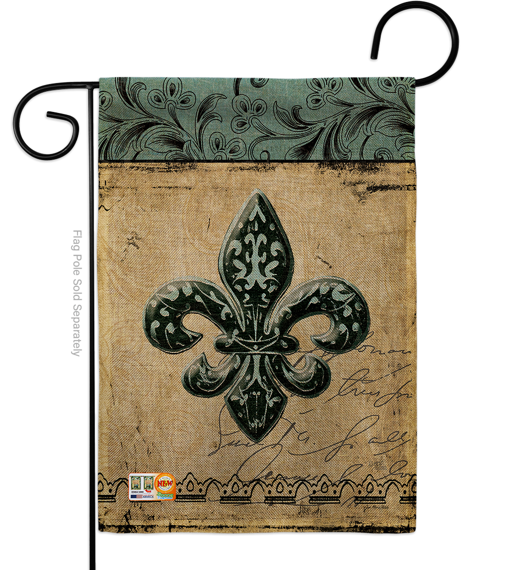 13 x 18.5 in. Flower De Luce Burlap Interests Fleur Lys Impressions Decorative Vertical Double Sided Garden Flag