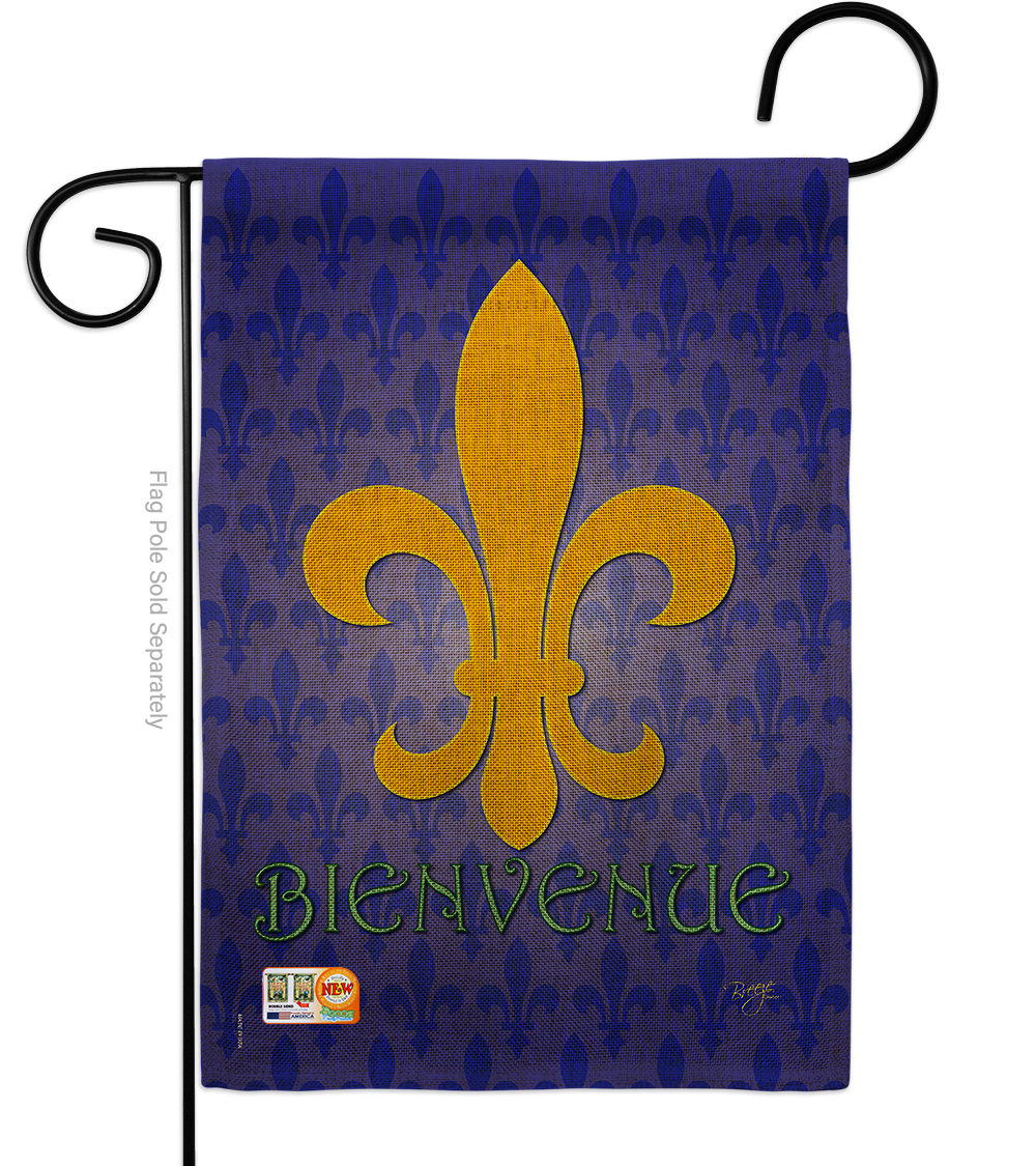 13 x 18.5 in. Bienvenue Burlap Interests Fleur De Lys Impressions Decorative Vertical Double Sided Garden Flag