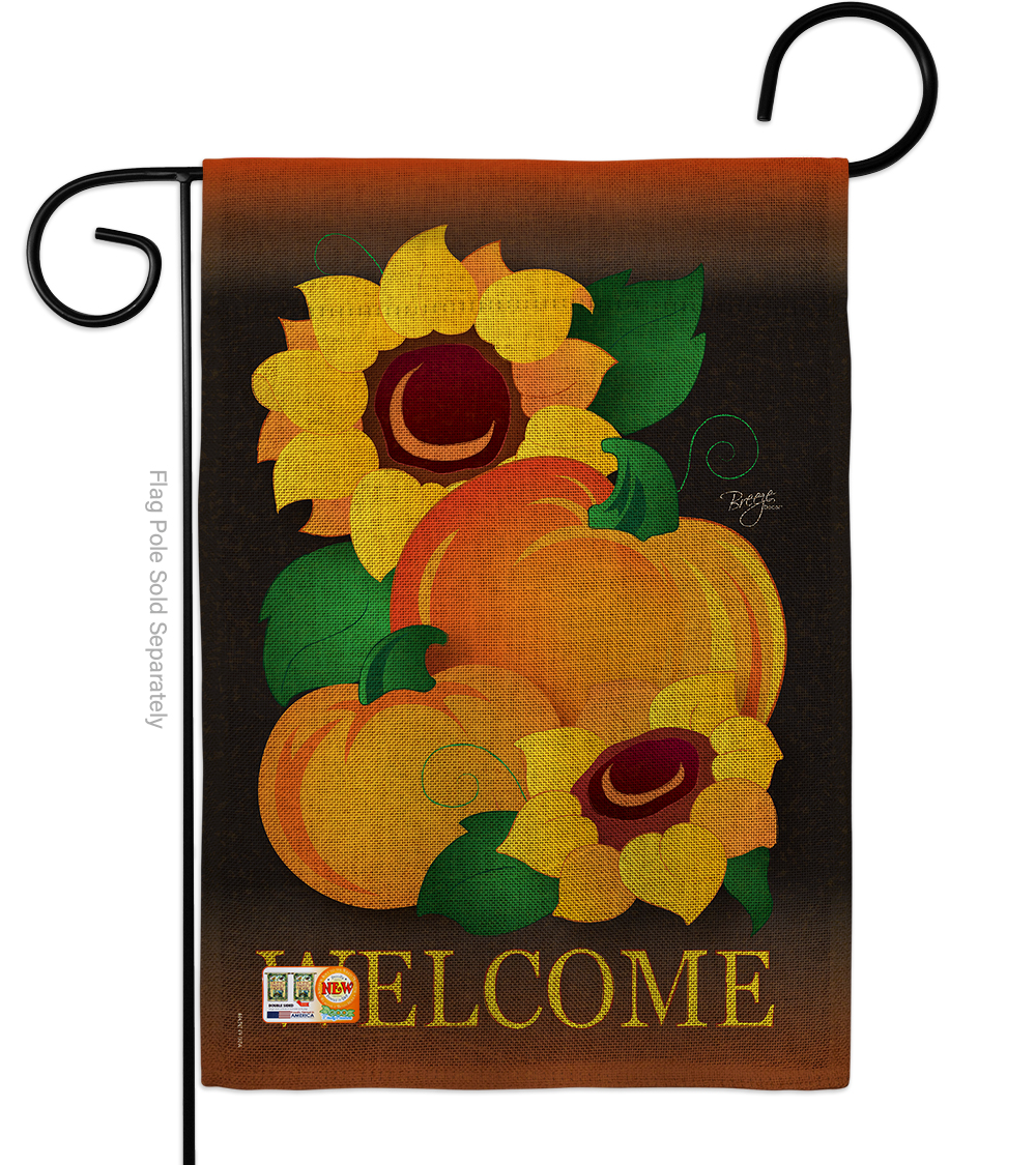 13 x 18.5 in. Welcome Pumpkin Burlap Fall Harvest & Autumn Impressions Decorative Vertical Double Sided Garden Flag