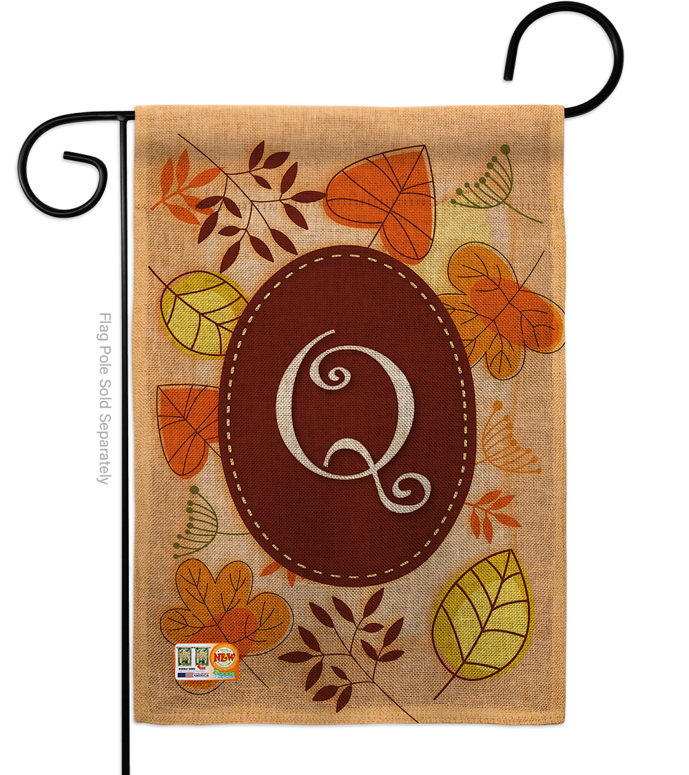 13 x 18.5 in. Autumn Q Initial Burlap Fall Harvest & Impressions Decorative Vertical Double Sided Garden Flag
