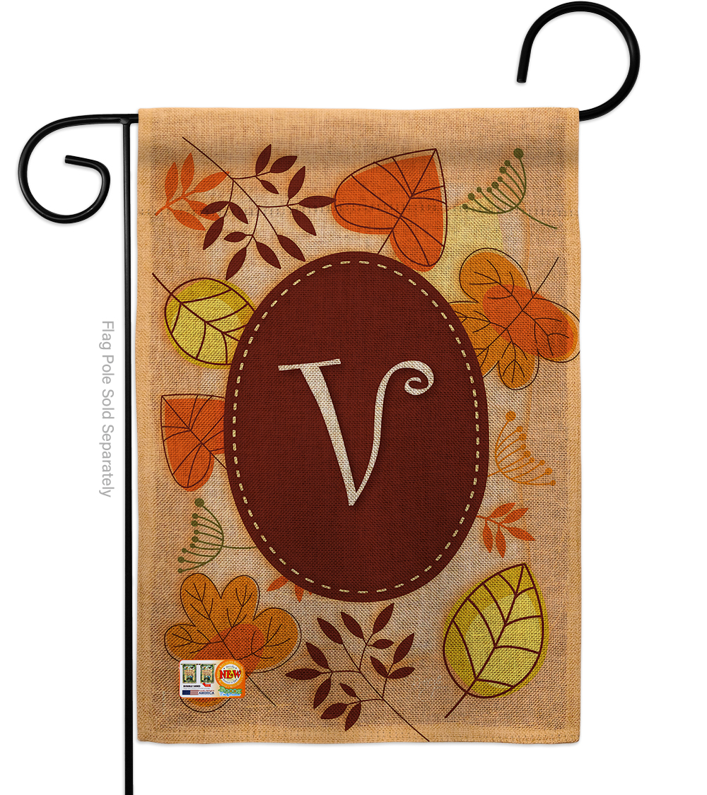 BD-HA-G-130048-IP-DB-D-US09-BD 13 x 18.5 in. Autumn V Initial Burlap Fall Harvest & Impressions Decorative Vertical Double Sided Garden Flag