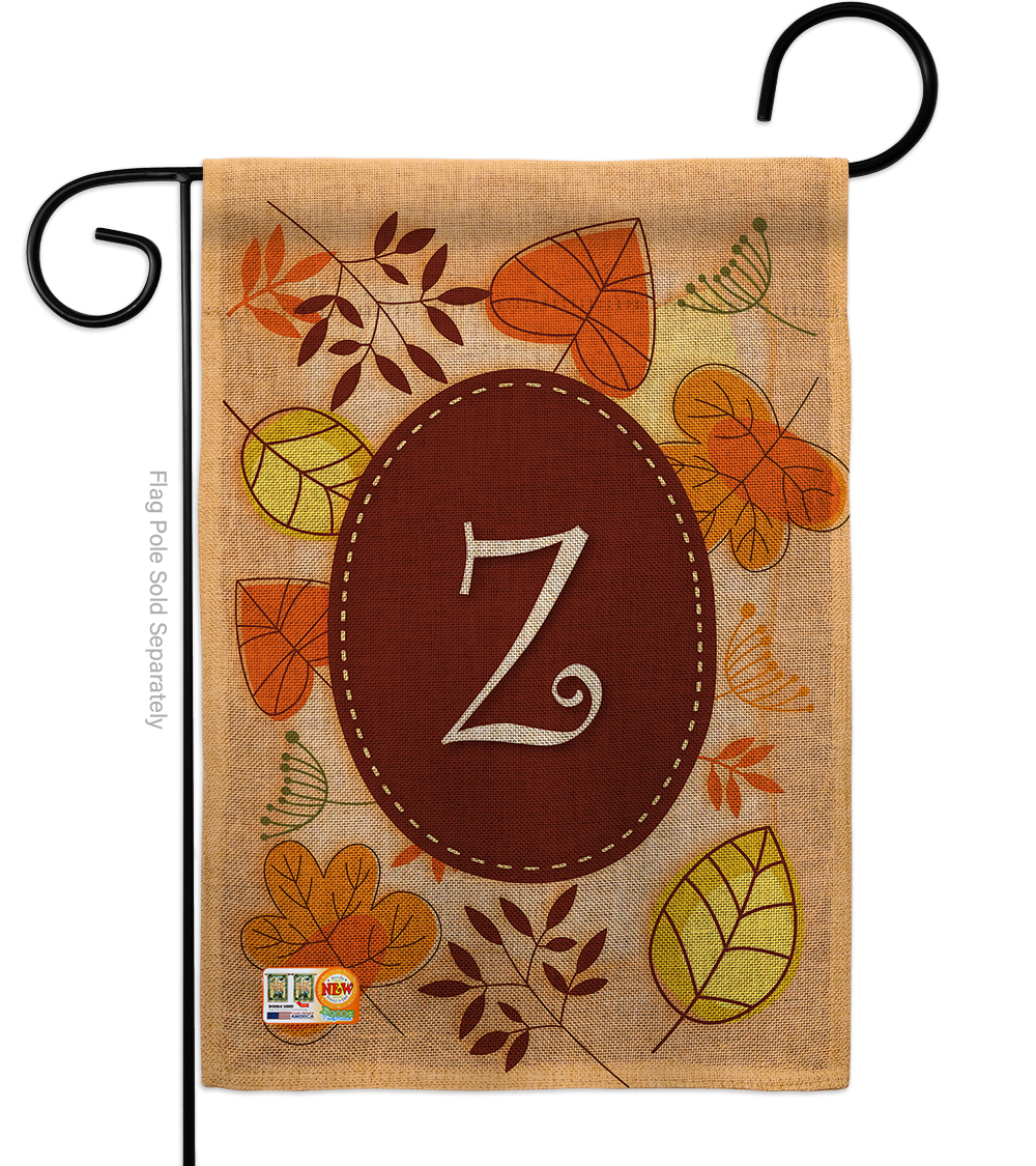 BD-HA-G-130052-IP-DB-D-US09-BD 13 x 18.5 in. Autumn Z Initial Burlap Fall Harvest & Impressions Decorative Vertical Double Sided Garden Flag