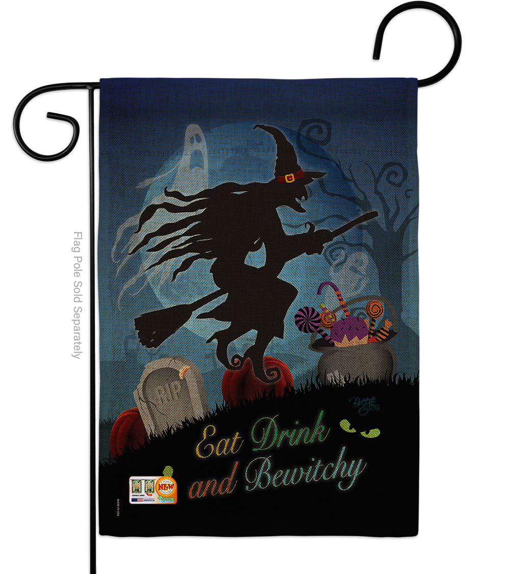 BD-HO-G-112005-IP-DB-D-US15-BD 13 x 18.5 in. Bewitchy Burlap Fall Halloween Impressions Decorative Vertical Double Sided Garden Flag