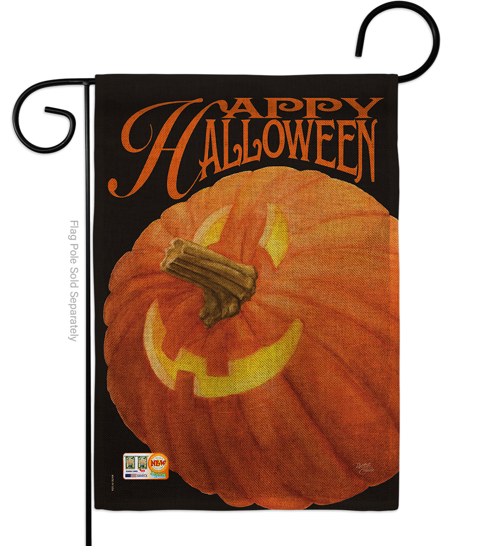 13 x 18.5 in. Jack-O-Lantern Burlap Fall Halloween Impressions Decorative Vertical Double Sided Garden Flag
