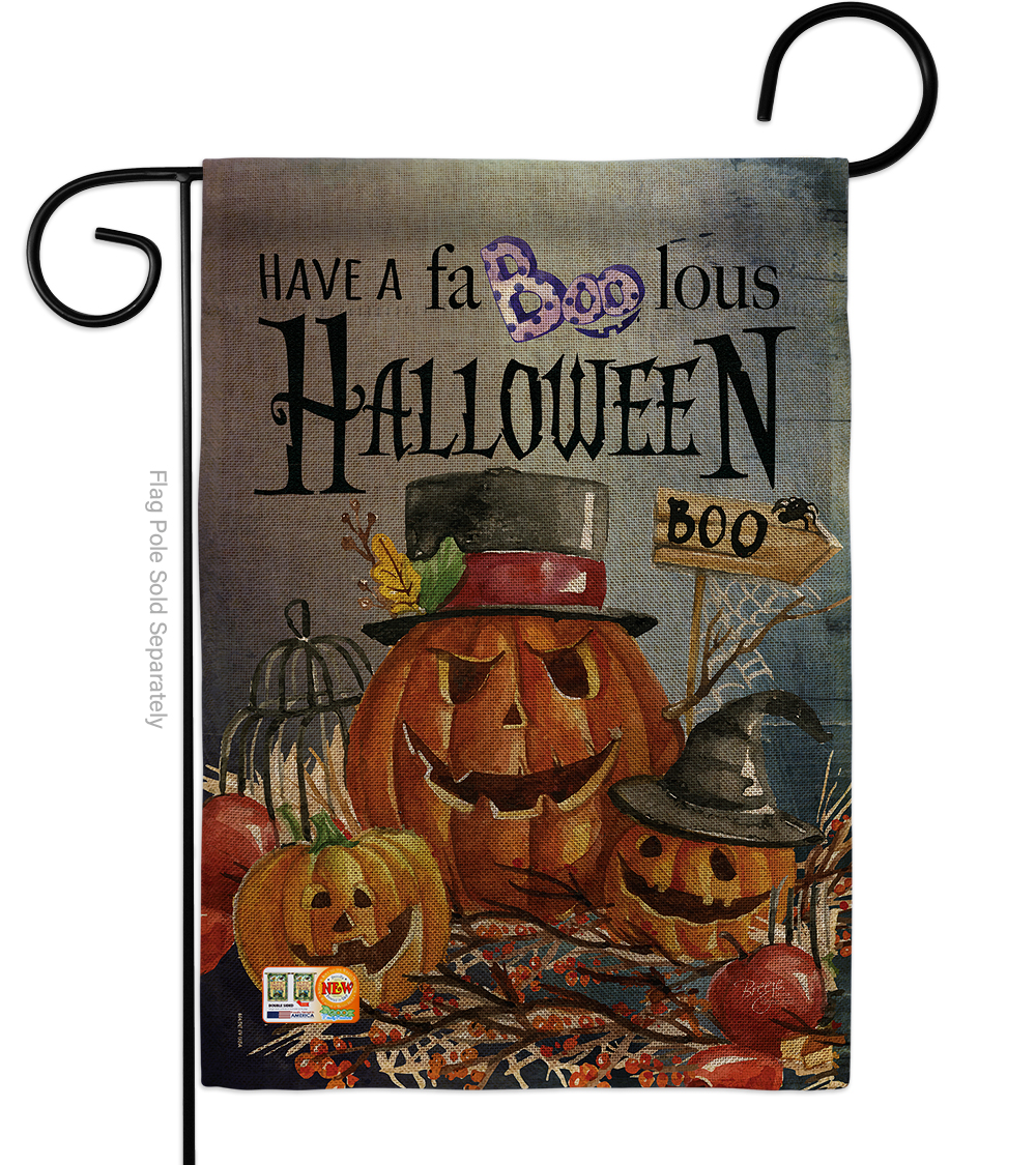 BD-HO-G-112068-IP-DB-D-US16-BD 13 x 18.5 in. Faboolous Burlap Fall Halloween Impressions Decorative Vertical Double Sided Garden Flag