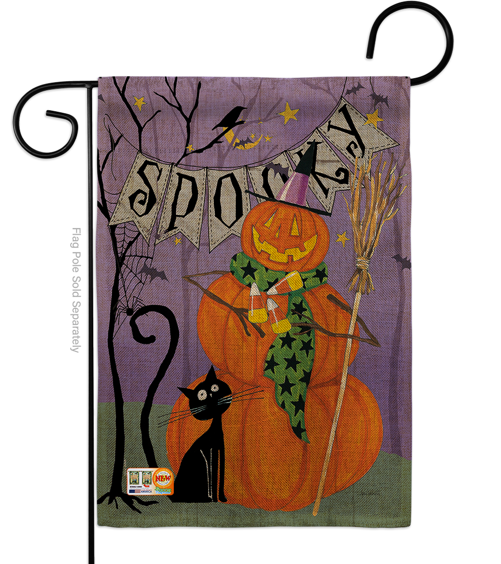 BD-HO-G-112085-IP-DB-D-US18-WA 13 x 18.5 in. Spooky Pumpkin Men Burlap Fall Halloween Impressions Decorative Vertical Double Sided Garden Flag