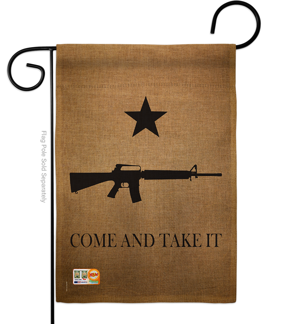 13 x 18.5 in. Come & Take it Burlap Americana Historic Impressions Decorative Vertical Double Sided Garden Flag