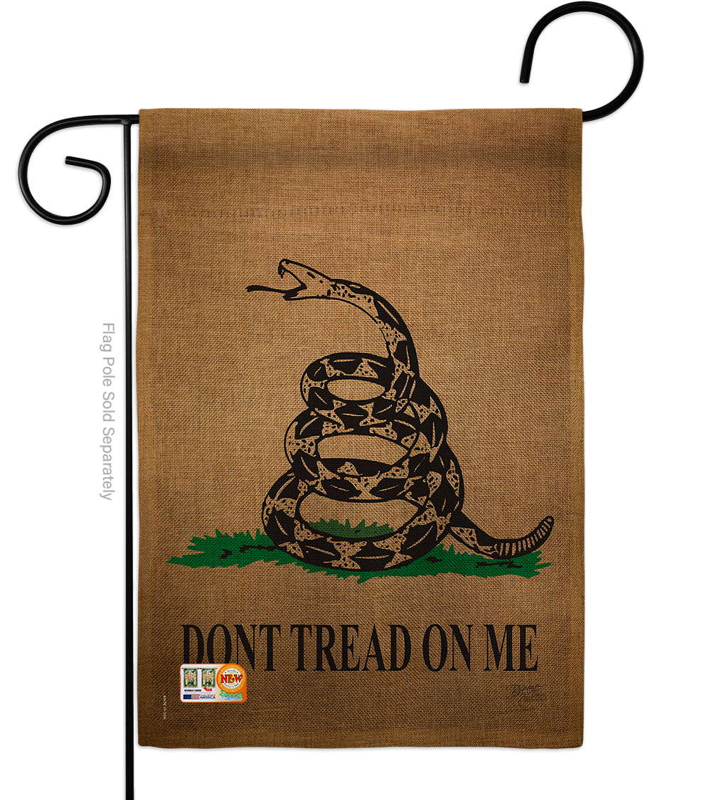 13 x 18.5 in. Gadsden Burlap Americana Historic Impressions Decorative Vertical Double Sided Garden Flag