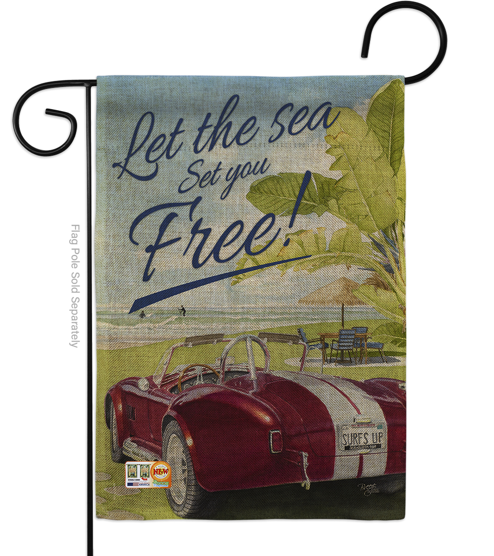 BD-SU-G-106078-IP-DB-D-US16-SB 13 x 18.5 in. Set You Free Burlap Summer Fun in the Sun Impressions Decorative Vertical Double Sided Garden Flag -  Breeze Decor, G106078-DB