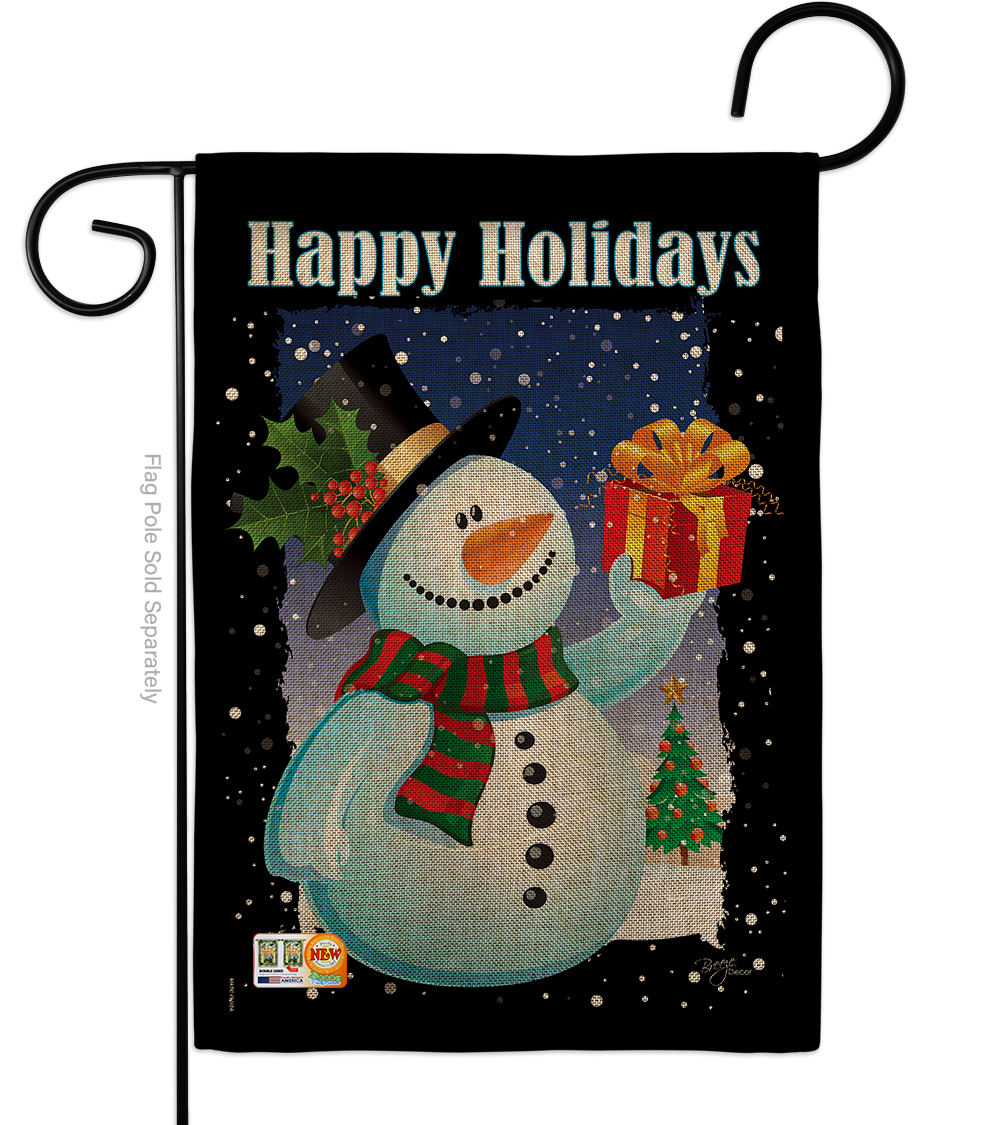 BD-XM-G-114080-IP-DB-D-US10-BD 13 x 18.5 in. Holiday Snowman Burlap Winter Christmas Impressions Decorative Vertical Double Sided Garden Flag