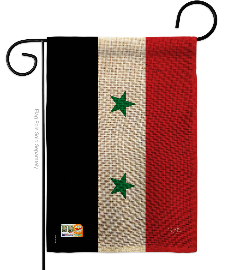 BD-CY-G-108326-IP-DB-D-US15-BD 13 x 18.5 in. Syria Burlap Flags of the World Nationality Impressions Decorative Vertical Double Sided Garden Flag -  Breeze Decor, G108326-DB