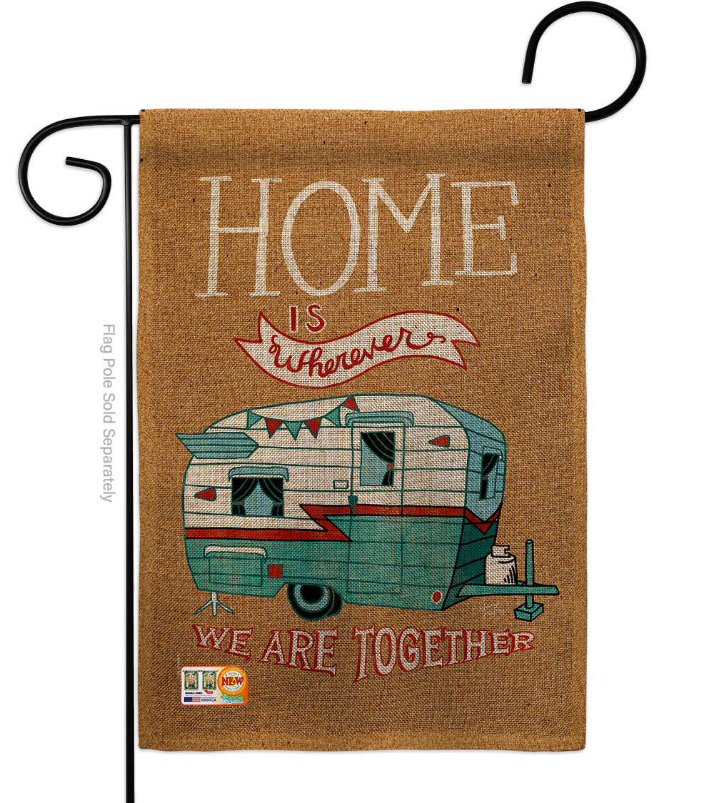13 x 18.5 in. Home is Wherever Camper Burlap Interests Hobbies Impressions Decorative Vertical Double Sided Garden Flag