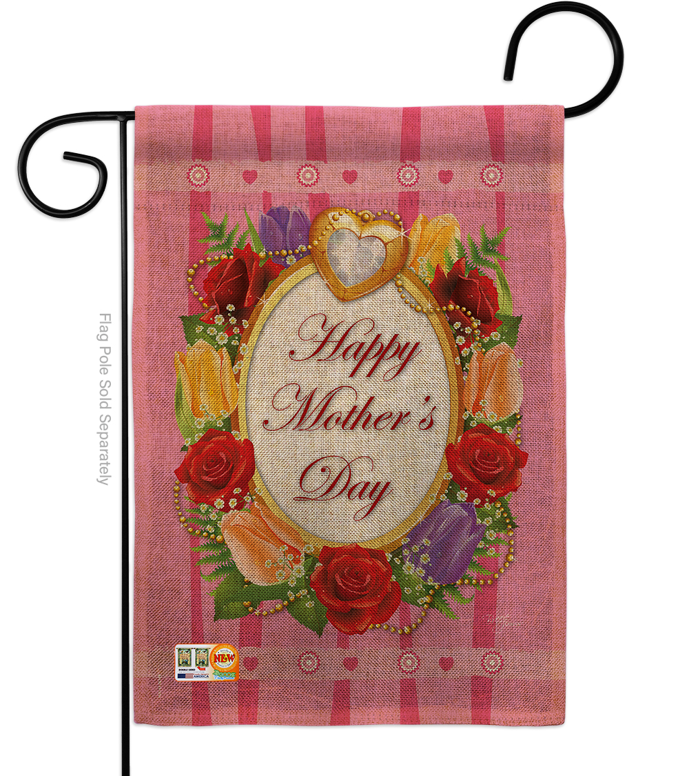 BD-MD-G-115071-IP-DB-D-US11-BD 13 x 18.5 in. Happy Mothers Day Burlap Summer Impressions Decorative Vertical Double Sided Garden Flag