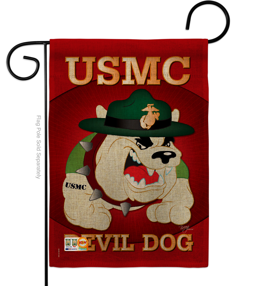 13 x 18.5 in. Devil Dog Burlap Americana Military Impressions Decorative Vertical Double Sided Garden Flag
