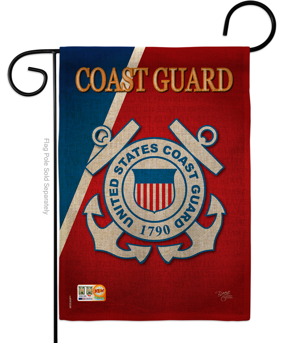 BD-MI-G-108056-IP-DB-D-US10-CG 13 x 18.5 in. Coast Guard Burlap Americana Military Impressions Decorative Vertical Double Sided Garden Flag