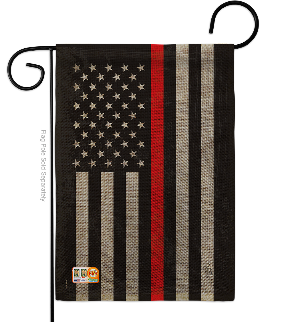 13 x 18.5 in. US Red Stripe Burlap Americana Military Impressions Decorative Vertical Double Sided Garden Flag