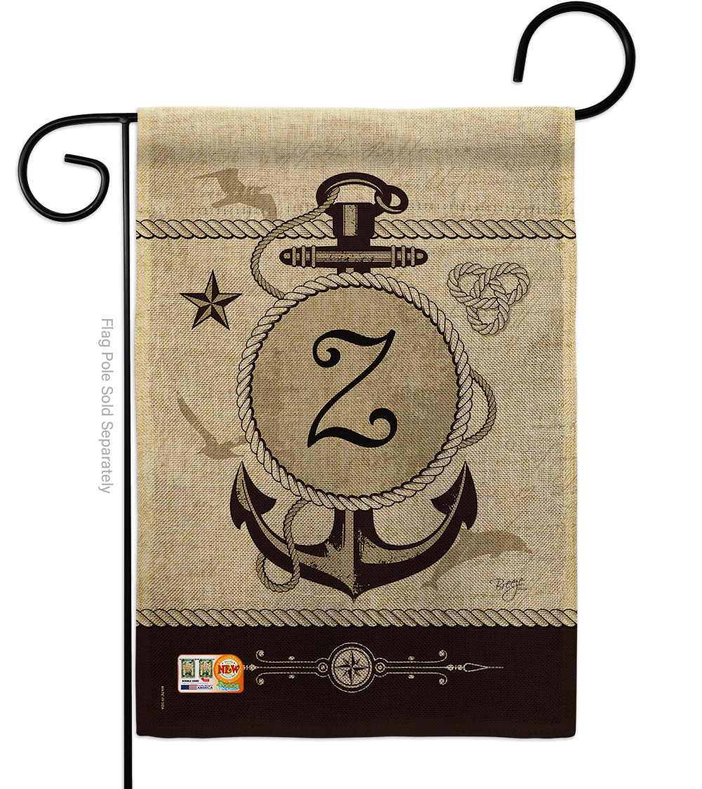 13 x 18.5 in. Nautical Z Initial Burlap Coastal Impressions Decorative Vertical Double Sided Garden Flag