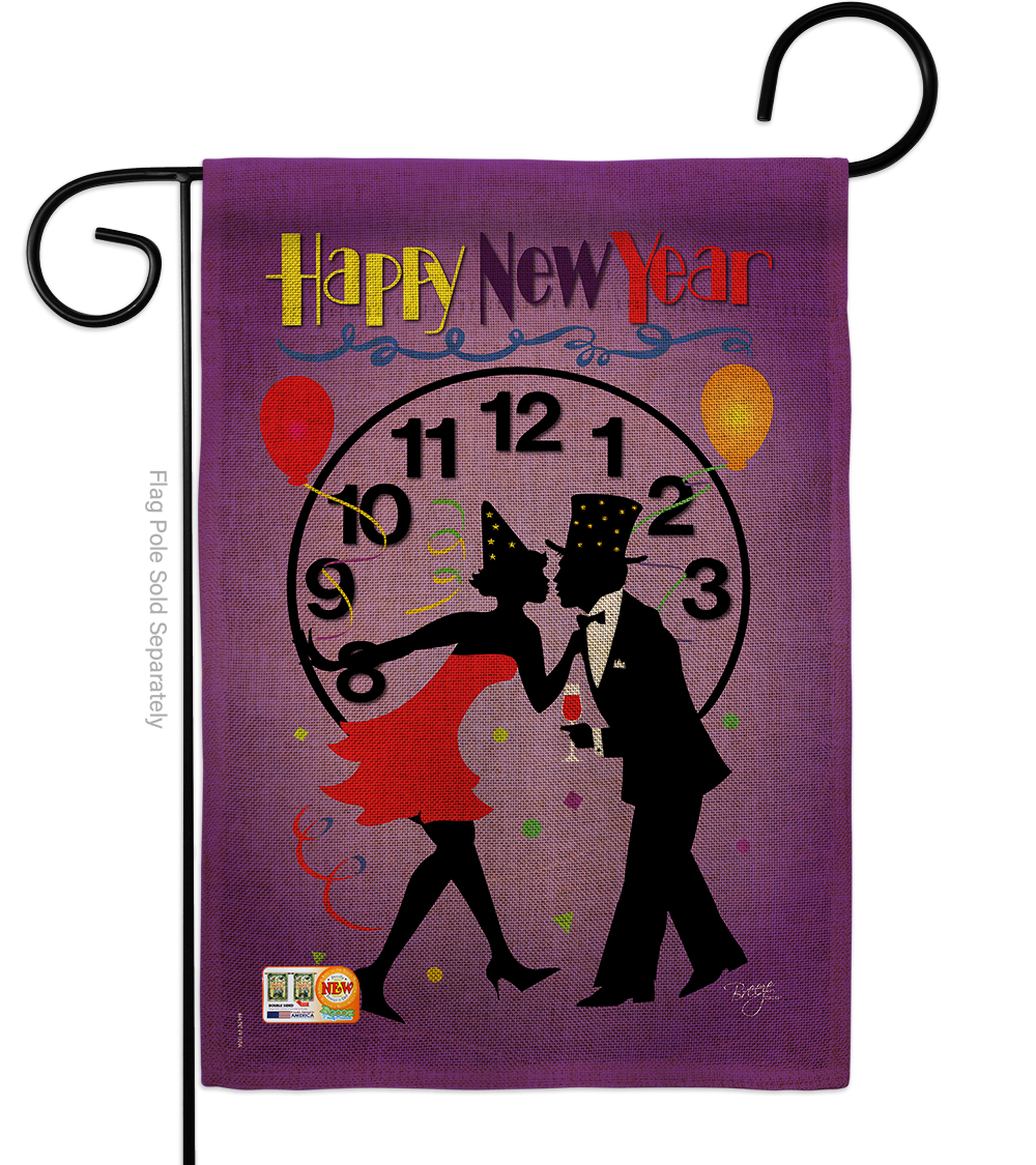 13 x 18.5 in. New Year Burlap Winter Impressions Decorative Vertical Double Sided Garden Flag