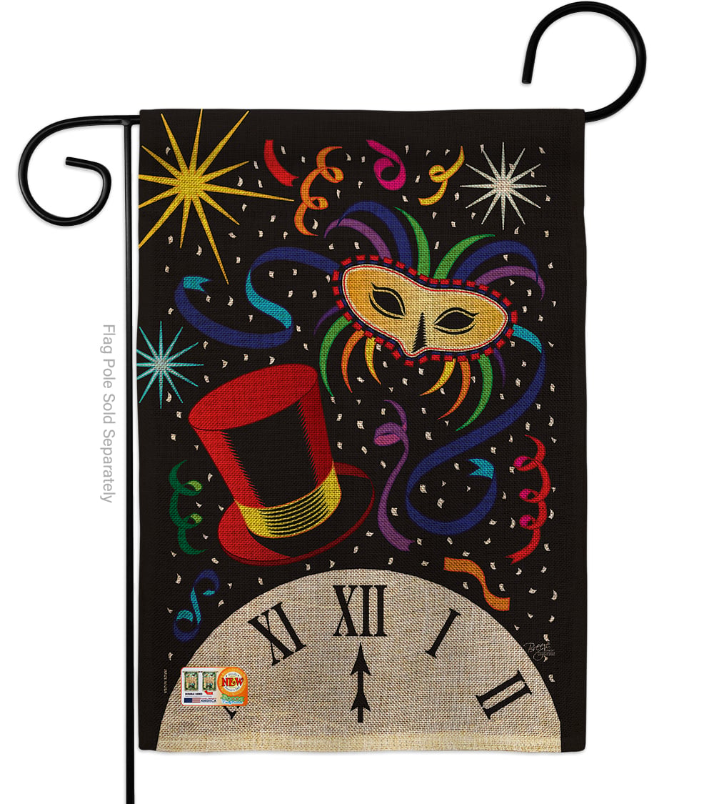 13 x 18.5 in. Mid Night Burlap Winter New Year Impressions Decorative Vertical Double Sided Garden Flag
