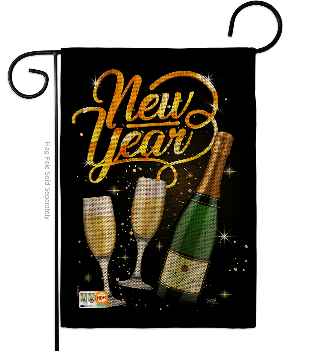 BD-NE-G-116012-IP-DB-D-US18-BD 13 x 18.5 in. Cheers To Happy New Year Burlap Winter Impressions Decorative Vertical Double Sided Garden Flag
