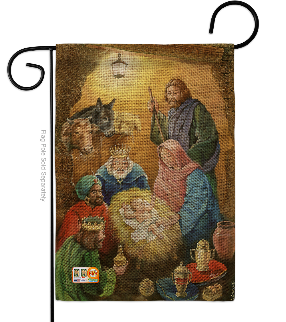 13 x 18.5 in. Wise Men Burlap Winter Nativity Impressions Decorative Vertical Double Sided Garden Flag