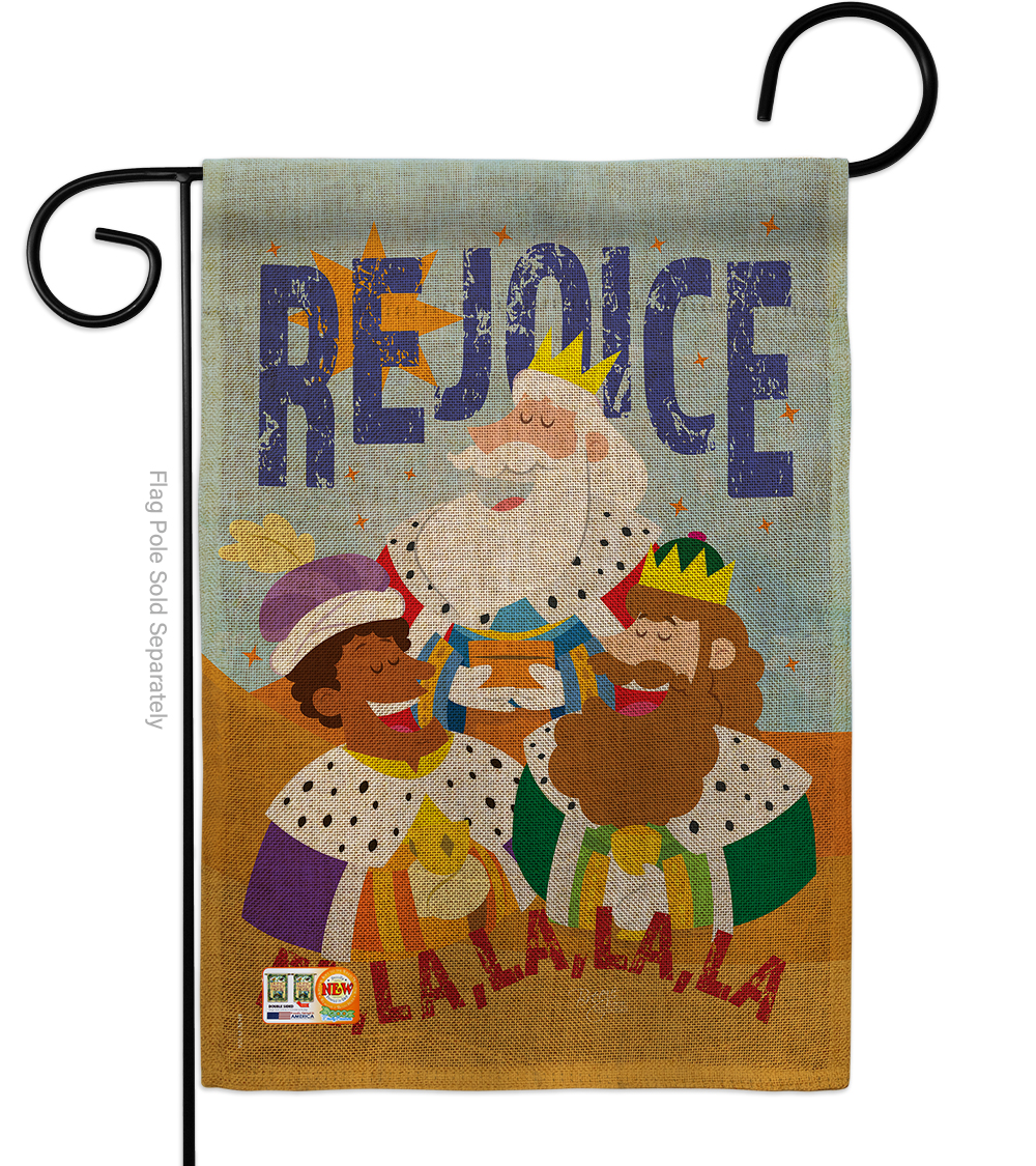 13 x 18.5 in. Fa La Rejoice Burlap Winter Nativity Impressions Decorative Vertical Double Sided Garden Flag