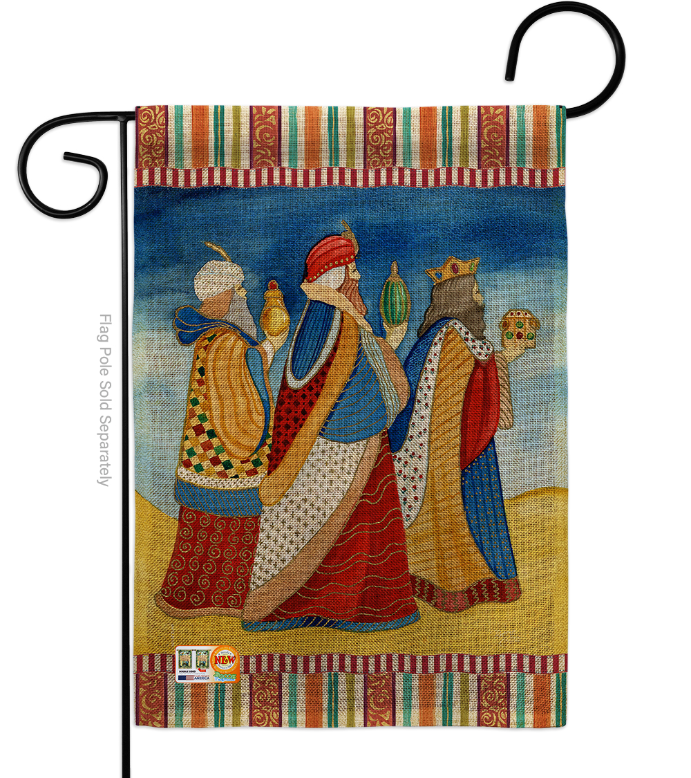 13 x 18.5 in. Three Wise Men Burlap Winter Nativity Impressions Decorative Vertical Double Sided Garden Flag