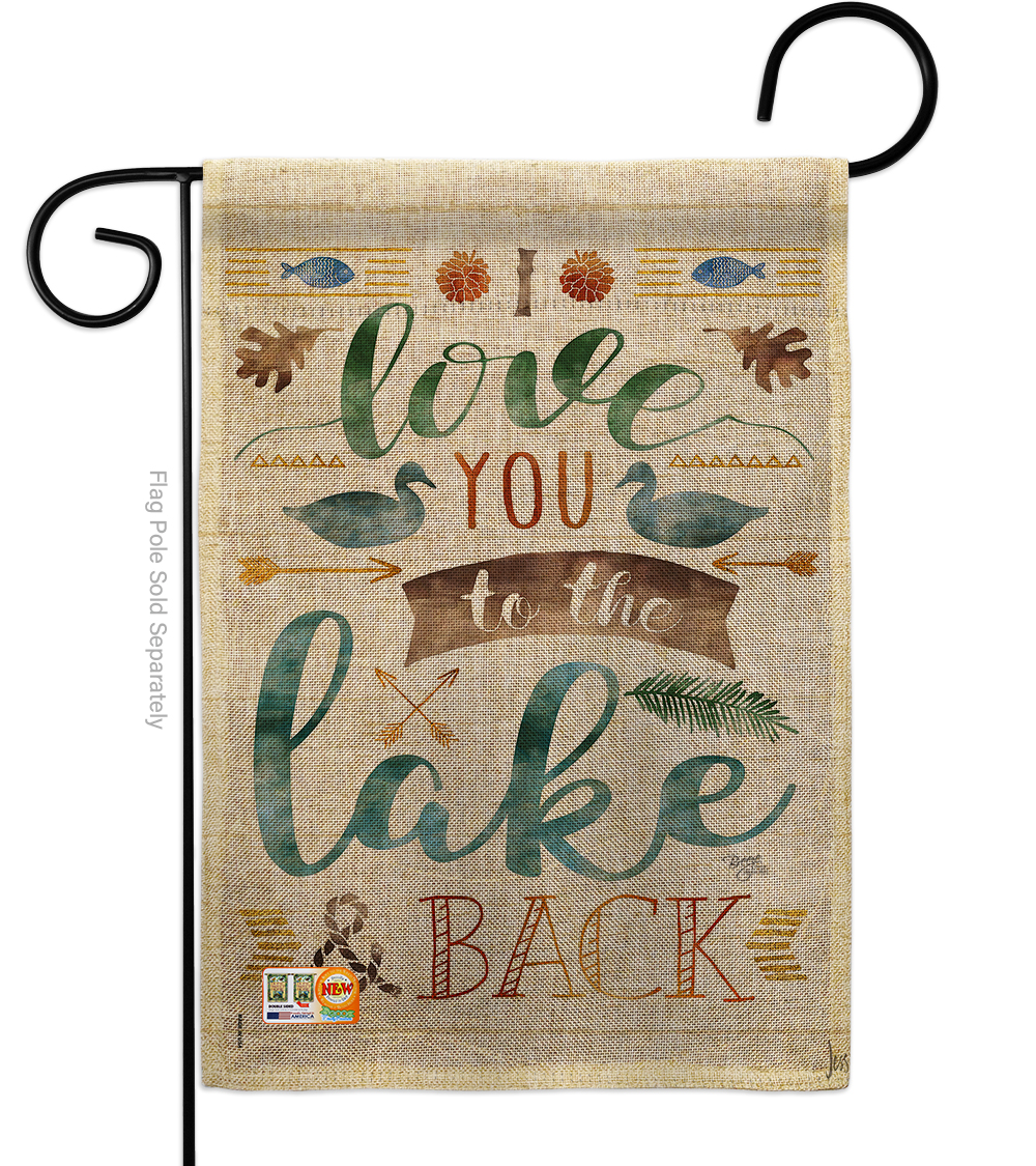 BD-OU-G-109049-IP-DB-D-US18-WA 13 x 18.5 in. Love You To the Lake Burlap Nature Outdoor Impressions Decorative Vertical Double Sided Garden Flag
