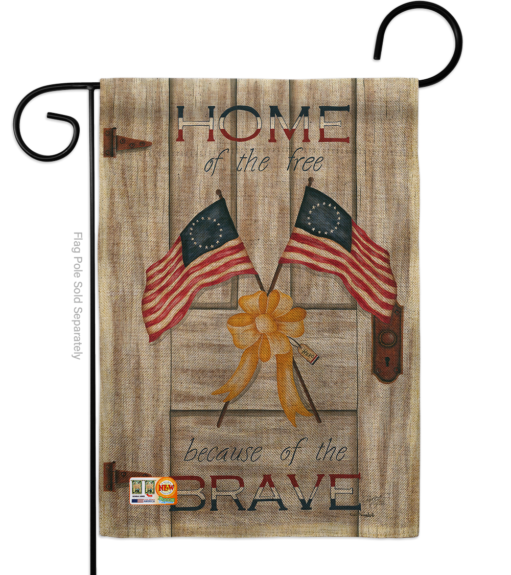 BD-PA-G-111055-IP-DB-D-US12-PL 13 x 18.5 in. Home of the Free Burlap Americana Patriotic Impressions Decorative Vertical Double Sided Garden Flag -  Breeze Decor, G111055-DB