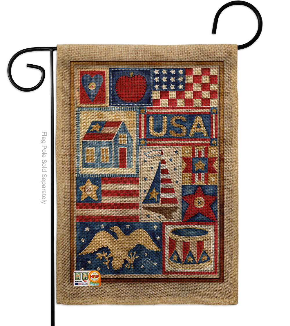 BD-PA-G-111077-IP-DB-D-US17-AM 13 x 18.5 in. USA Collage Burlap Americana Patriotic Impressions Decorative Vertical Double Sided Garden Flag