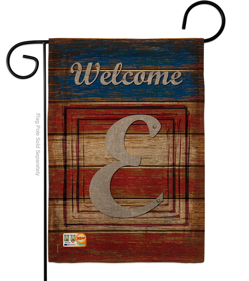 BD-PA-G-130109-IP-DB-D-US14-BD 13 x 18.5 in. Patriotic E Initial Burlap Americana Impressions Decorative Vertical Double Sided Garden Flag