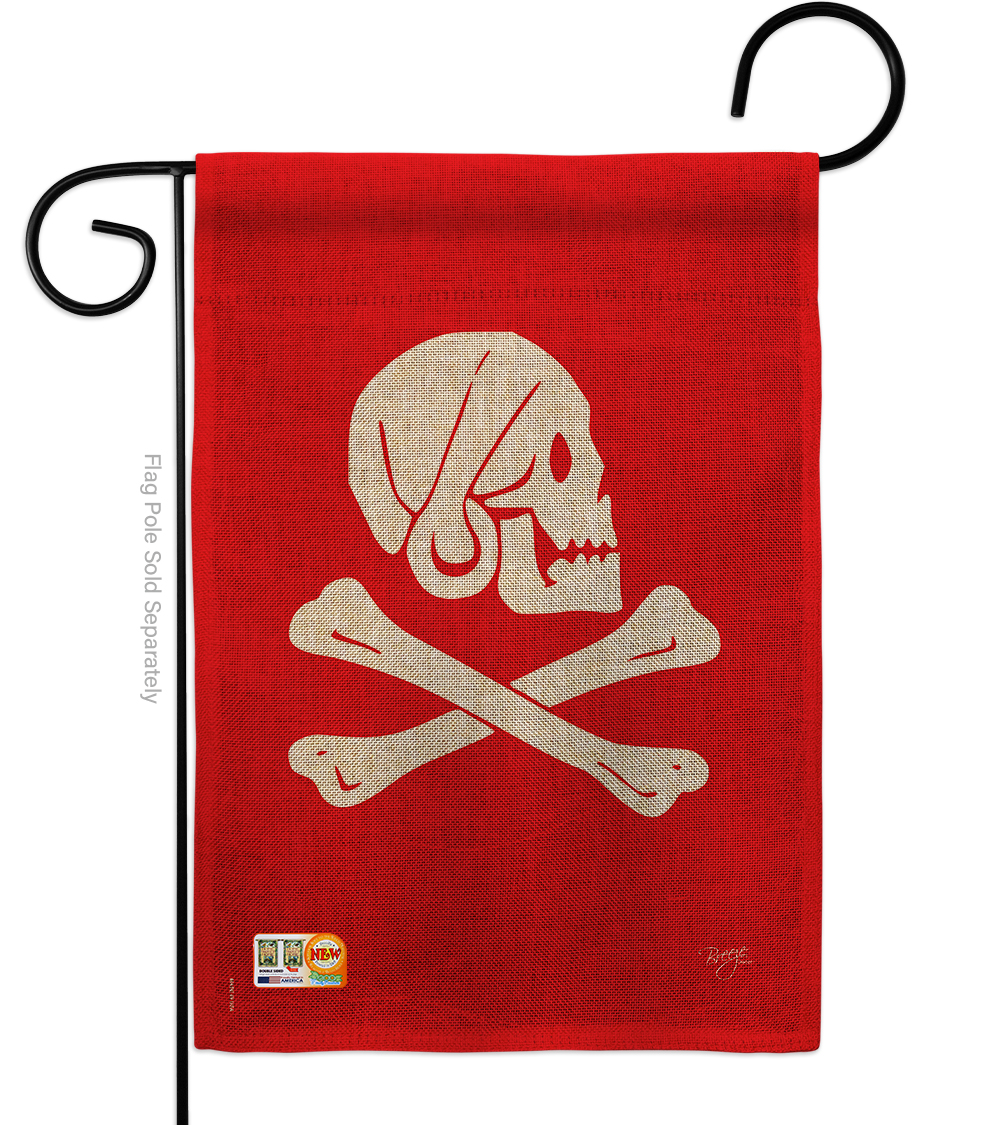 13 x 18.5 in. Henry Every Burlap Coastal Pirate Impressions Decorative Vertical Double Sided Garden Flag