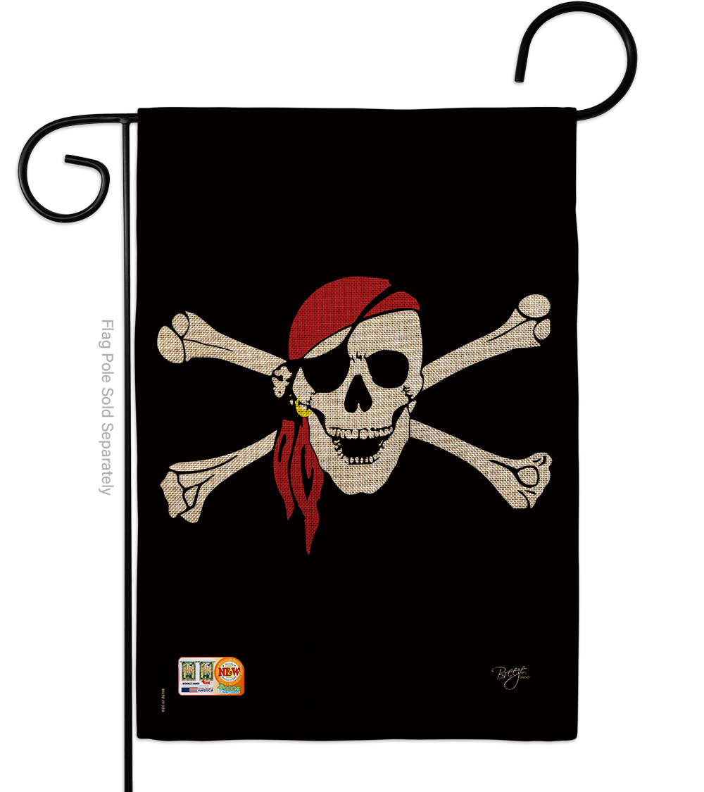 13 x 18.5 in. Red Bandana Burlap Coastal Pirate Impressions Decorative Vertical Double Sided Garden Flag