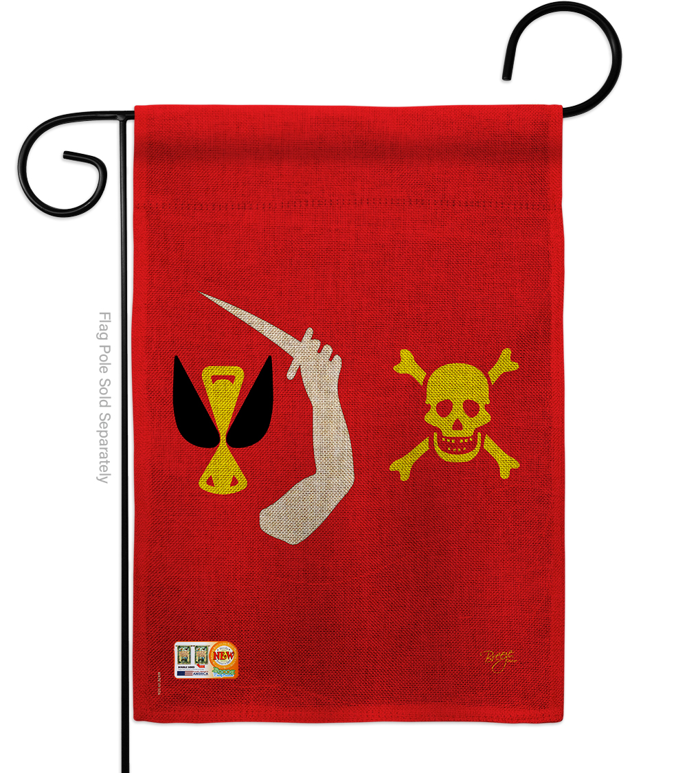 13 x 18.5 in. Christopher Moody Burlap Coastal Pirate Impressions Decorative Vertical Double Sided Garden Flag