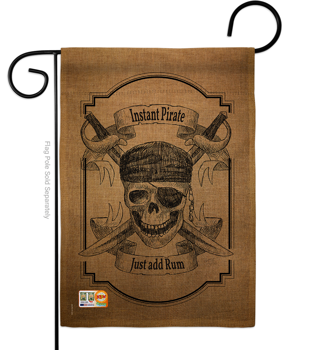 13 x 18.5 in. Instant Pirate Burlap Coastal Impressions Decorative Vertical Double Sided Garden Flag