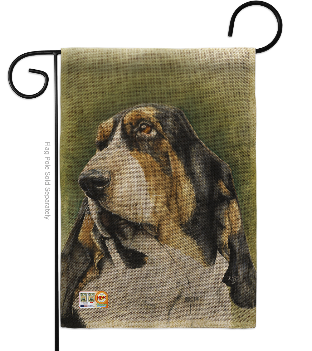 13 x 18.5 in. Basset Hound Burlap Nature Pets Impressions Decorative Vertical Double Sided Garden Flag