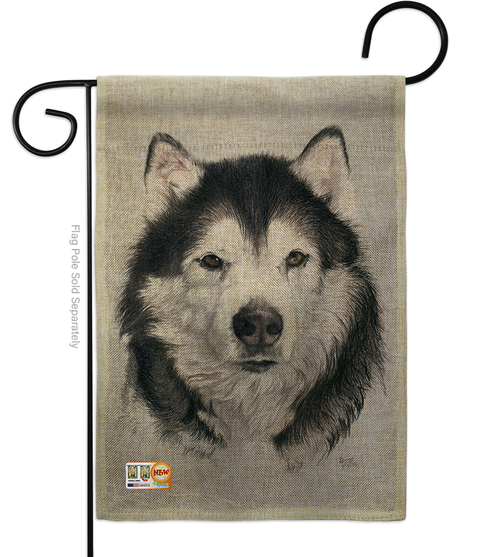 13 x 18.5 in. Husky Burlap Nature Pets Impressions Decorative Vertical Double Sided Garden Flag