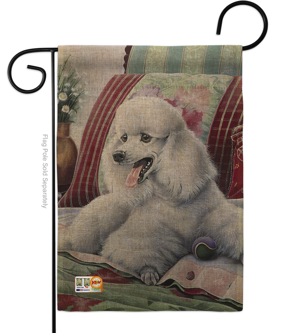 13 x 18.5 in. Poodle Burlap Nature Pets Impressions Decorative Vertical Double Sided Garden Flag