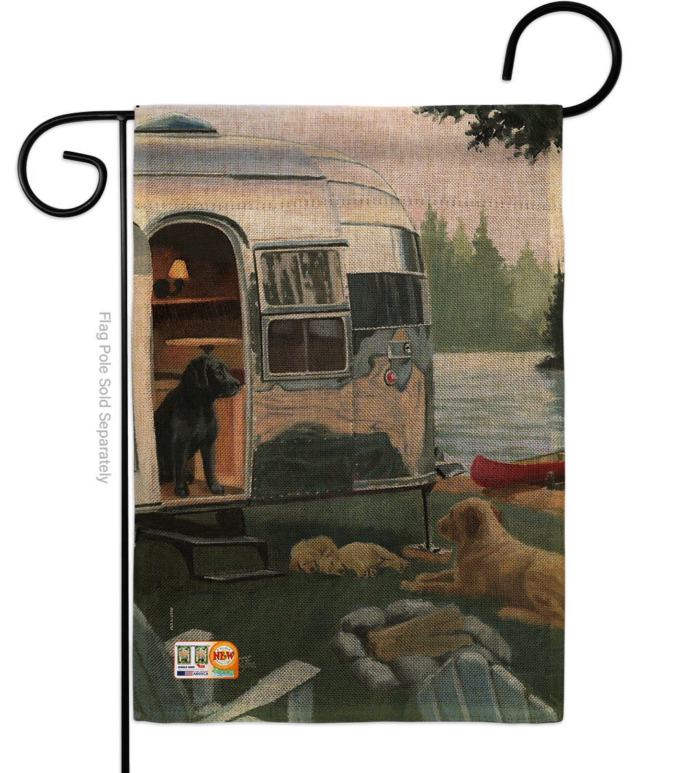 13 x 18.5 in. Canine Camp Burlap Nature Pets Impressions Decorative Vertical Double Sided Garden Flag