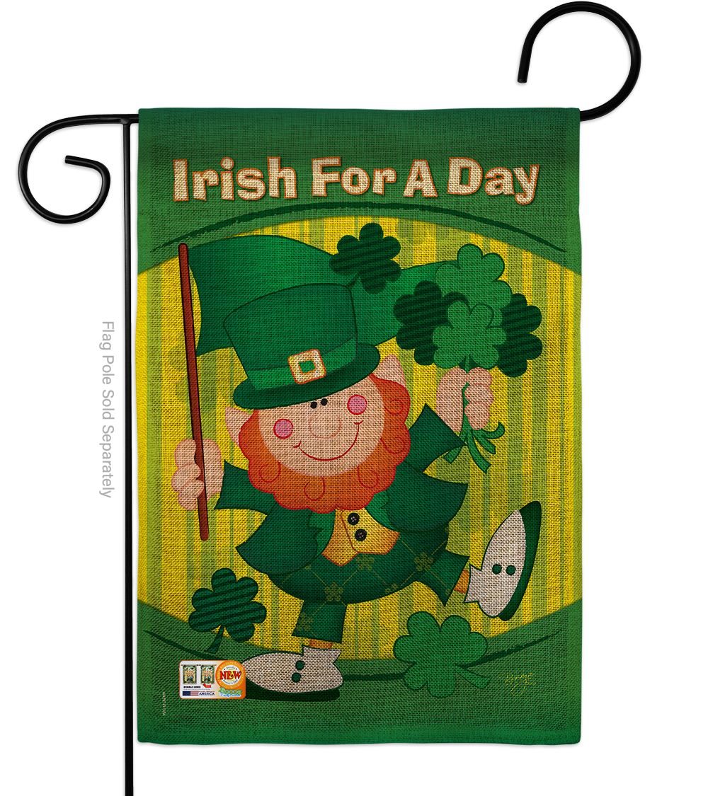 BD-SA-G-102025-IP-DB-D-US09-BD 13 x 18.5 in. Irish for A Day Burlap Spring St Patrick Impressions Decorative Vertical Double Sided Garden Flag -  Breeze Decor, G102025-DB