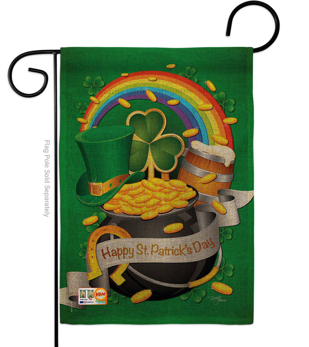 BD-SA-G-102027-IP-DB-D-US12-BD 13 x 18.5 in. Happy St. Patricks Day Burlap Spring St Patrick Impressions Decorative Vertical Double Sided Garden Flag