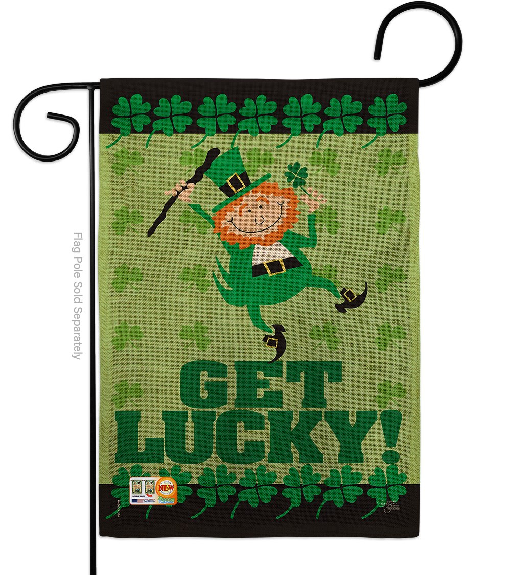 BD-SA-G-102028-IP-DB-D-US12-AM 13 x 18.5 in. Get Lucky Burlap Spring St Patrick Impressions Decorative Vertical Double Sided Garden Flag