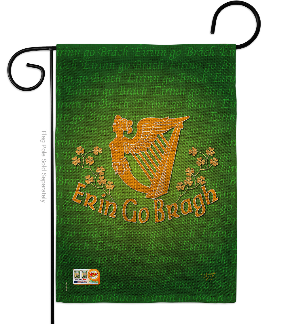 BD-SA-G-102030-IP-DB-D-US13-BD 13 x 18.5 in. Erin Go Bragh Burlap Spring St Patrick Impressions Decorative Vertical Double Sided Garden Flag